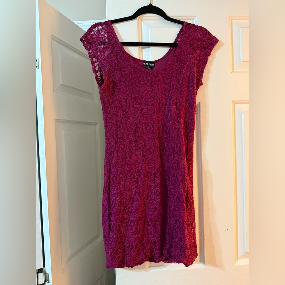 *Worn Once* Wet Seal Pink Sheath Mini Dress Cap Sleeve
